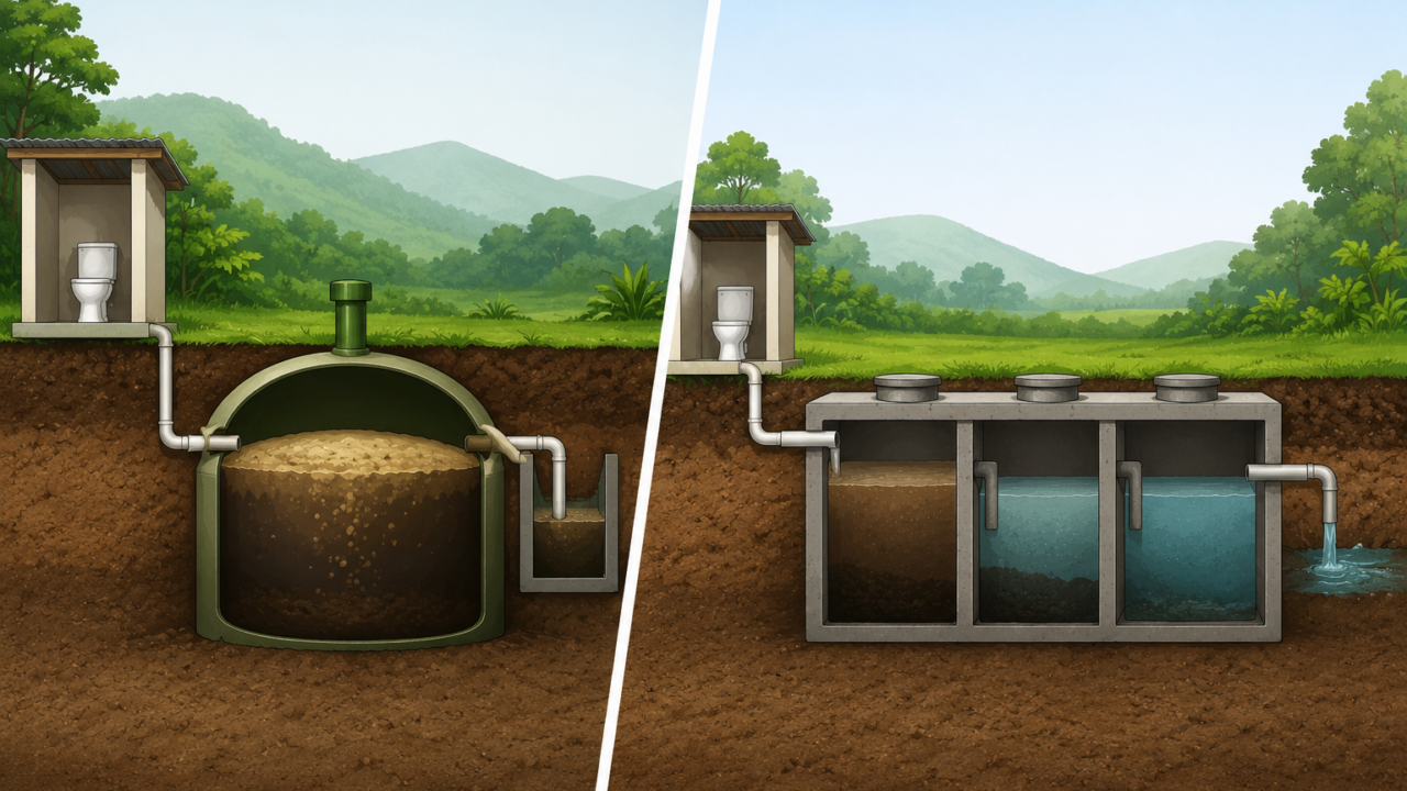 Comparison image of biodigester in kenya and septic tank