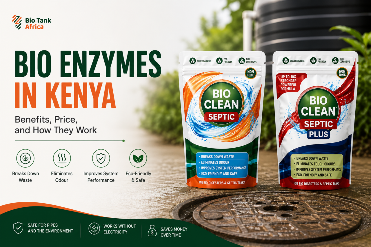 BioClean Septic and BioClean Septic Plus bio enzymes for biodigesters and septic tanks in Kenya.